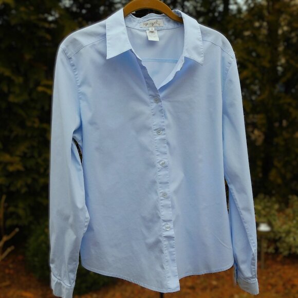 Spiegel Tops - Spiegel Plus Sz-14 Light Blue Stretch Buttondown Top